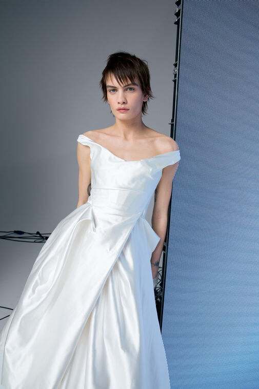 vivienne westwood bridal dress Nova Camille Wedding frames the wearer with an architectural grace only achievable through expert craftsmanship Bridal Couture 2024 | Vivienne