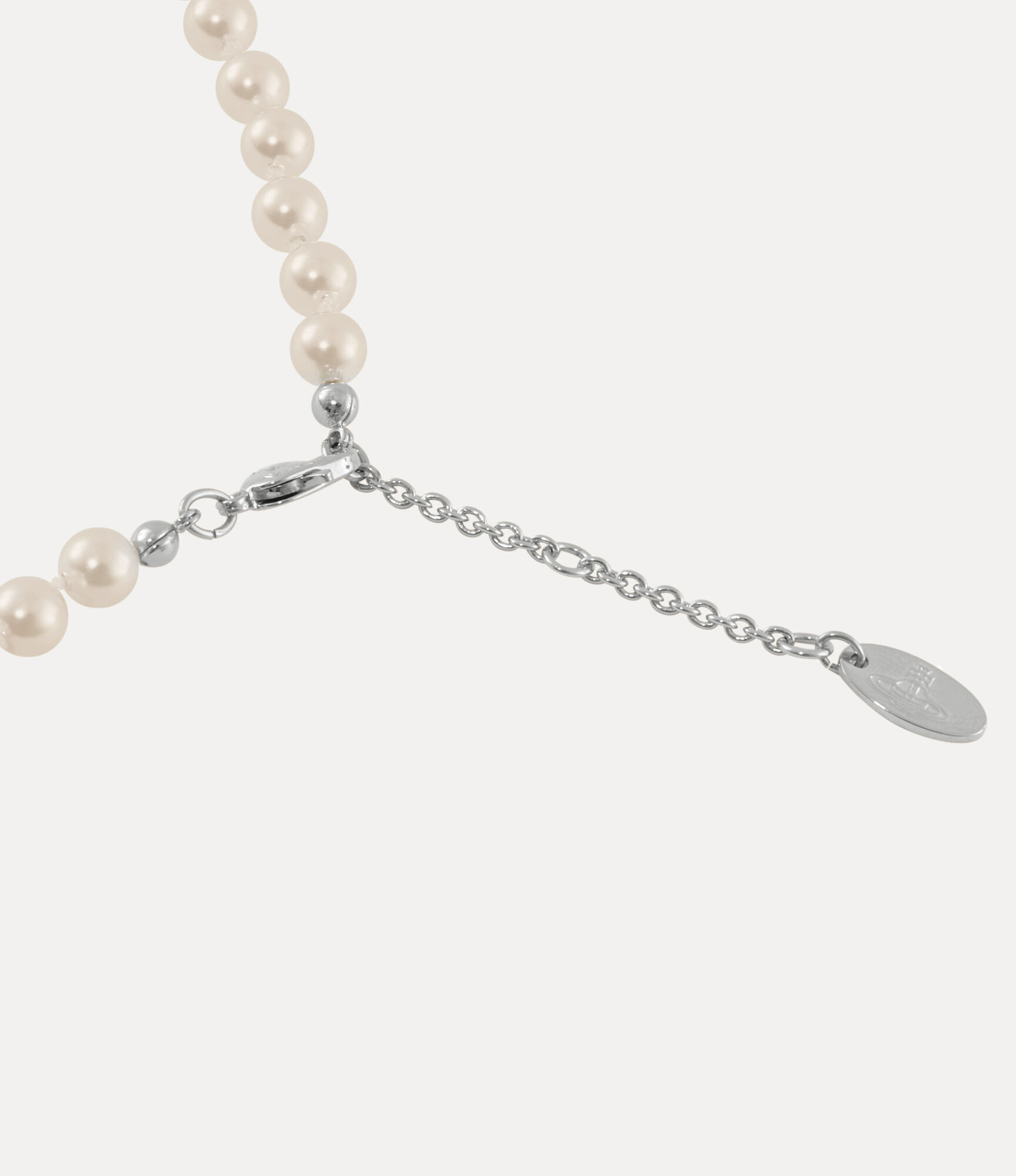 Mini Bas Relief Pearl チョーカー - プラチナ、クリスタル ライン