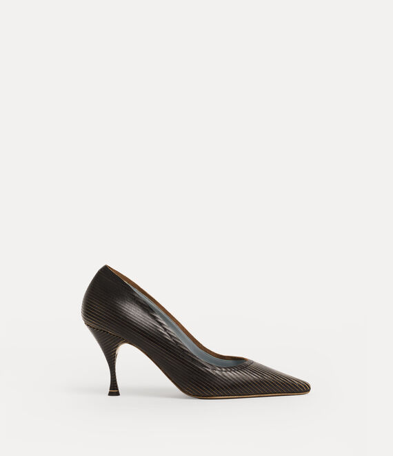 Vivienne Westwood Sophia Pin Heel Laser Line Leather Black-beige 3-36 Women