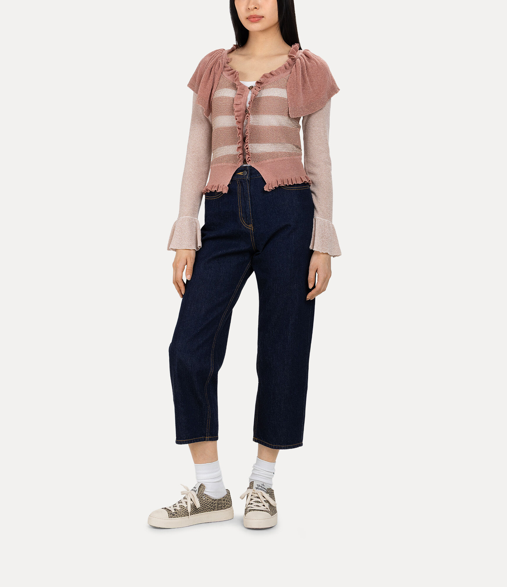 Lurex Mix Patchwork Frill Knit  large image number 2