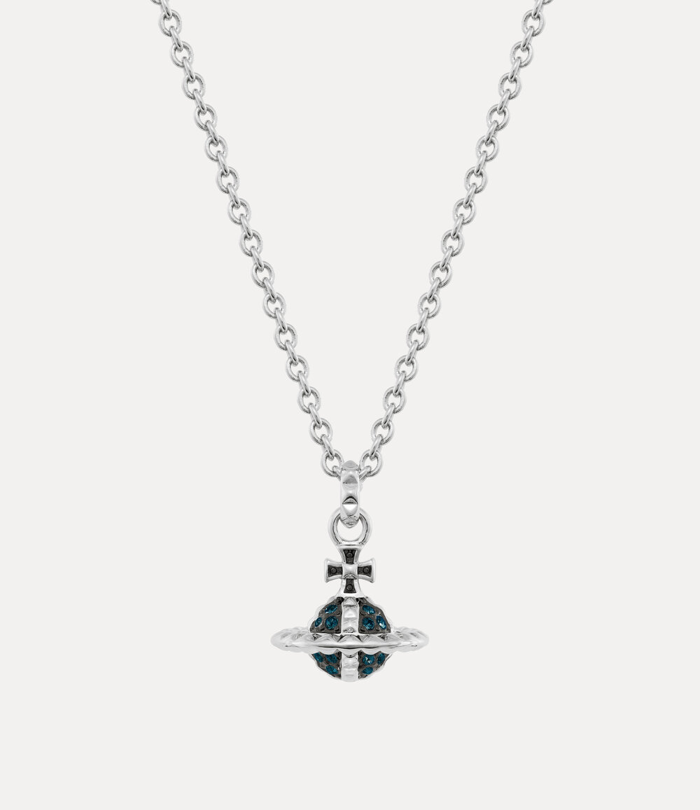 Vivienne Westwood Mayfair Small Orb Pendant Necklace in Rhodium Gunmetal Montana Crystal