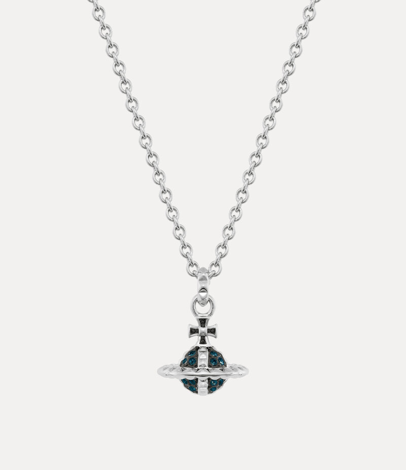 Vivienne Westwood Mayfair Small Orb Pendant Necklace in Rhodium Gunmetal Montana Crystal