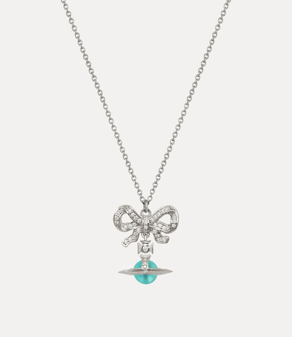 Vivienne Westwood Octavie Pendant Necklace in Platinum White Turquoise Cz