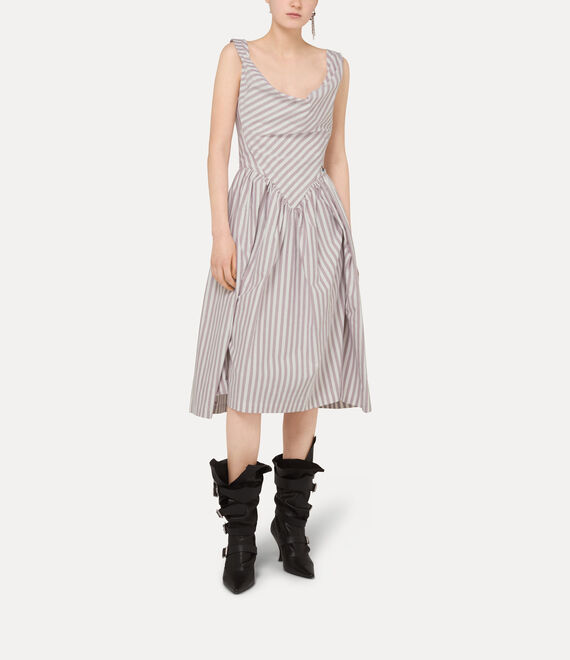 vivienne westwood sunday striped cotton dress Vivienne Westwood Women's Sunday Striped Midi Dress | Burgundy Stripe