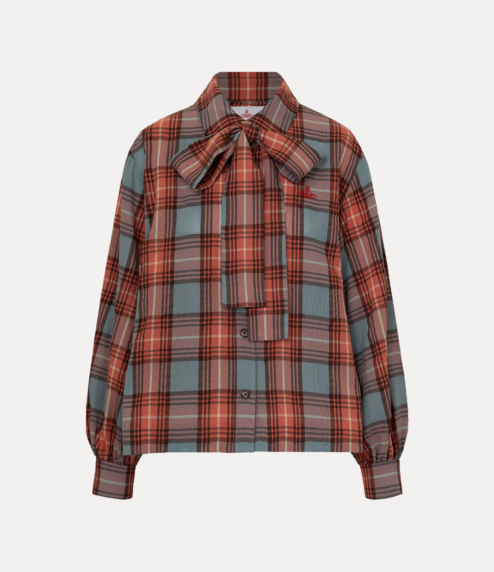 See Through Check Bow Shirt