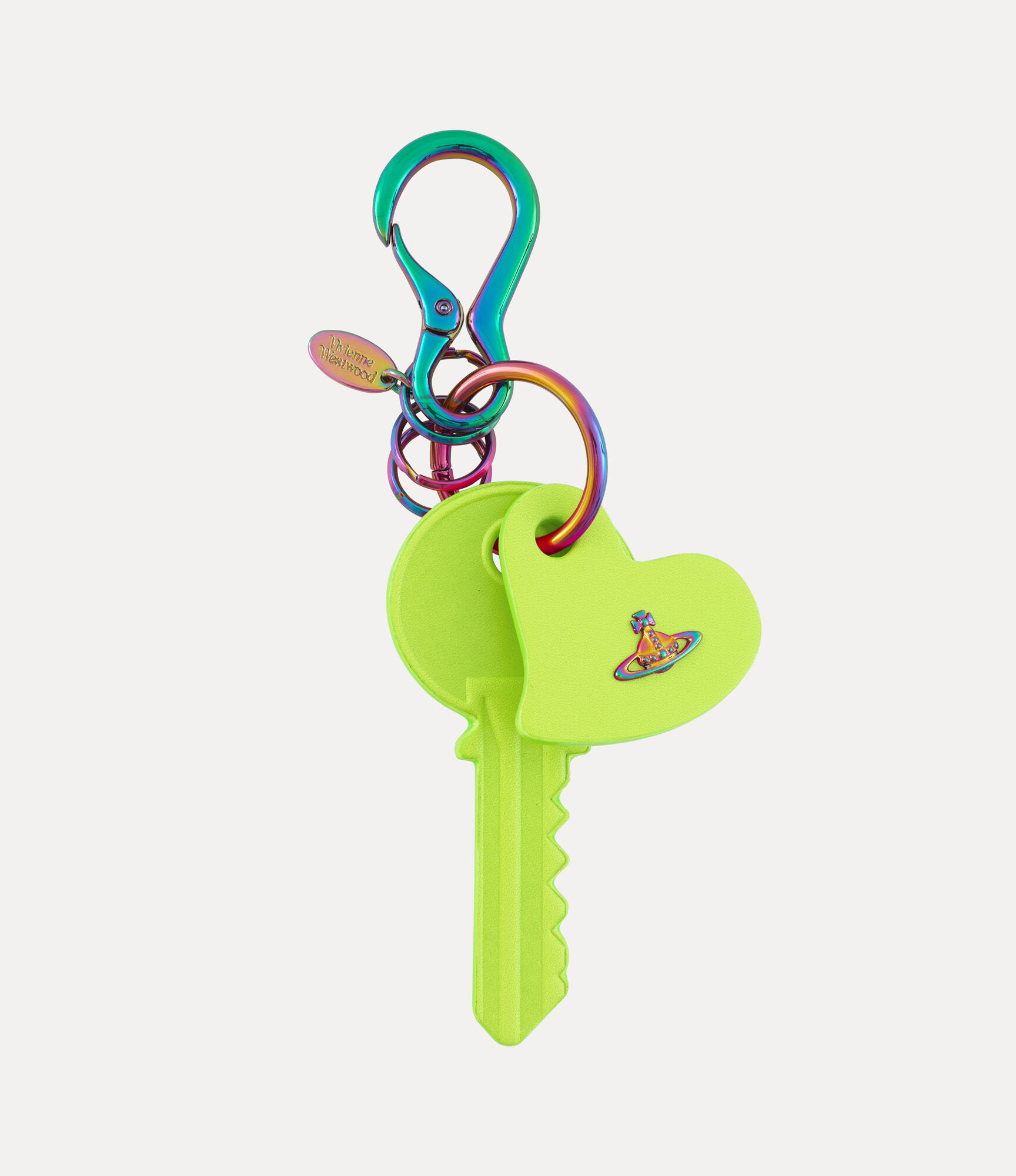 Vivienne Westwood Key And Heart Keyring Leather Fluro-green One Size Unisex