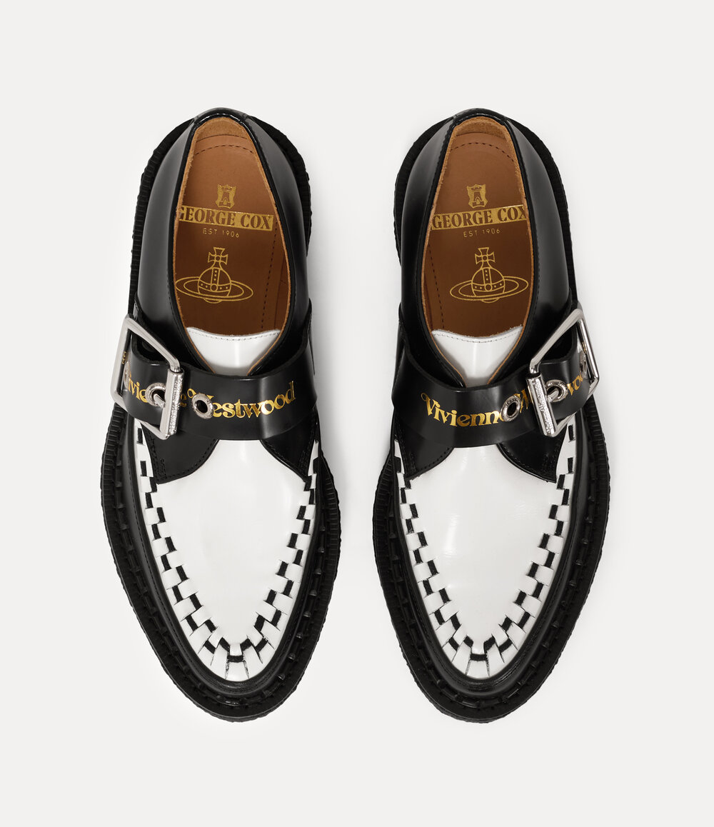 Vivienne Westwood Point Toe Monk Shoe in Black White, view 5