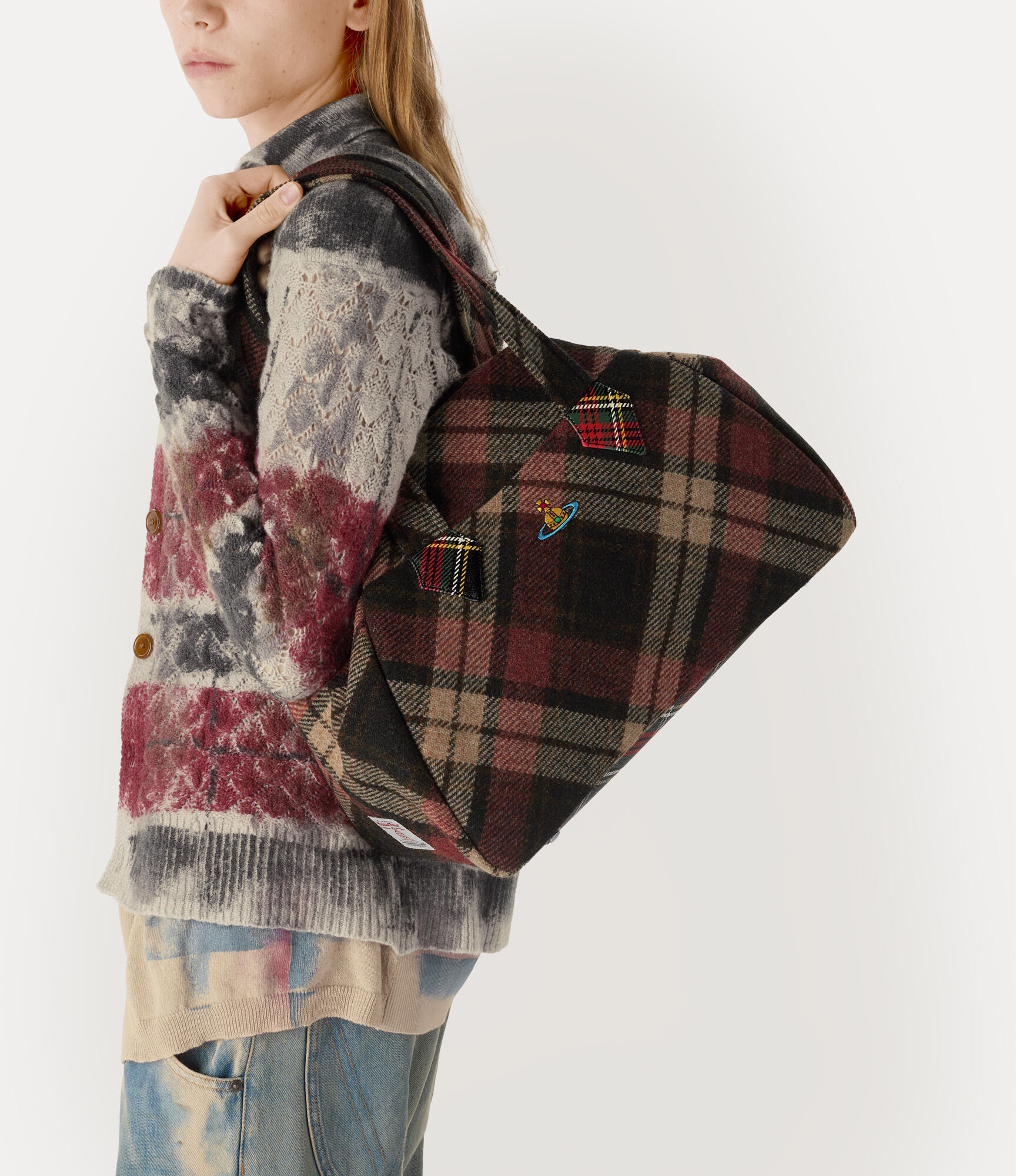 Yasmine Large Archive Handbag in LIGHT-CHECK | Vivienne Westwood®