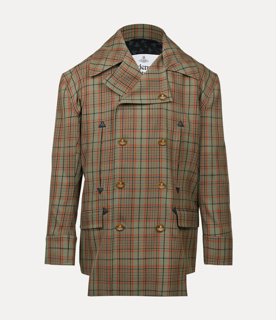 Stripped Peacoat in GREEN-AND-ORANGE-CHECK | Vivienne Westwood®