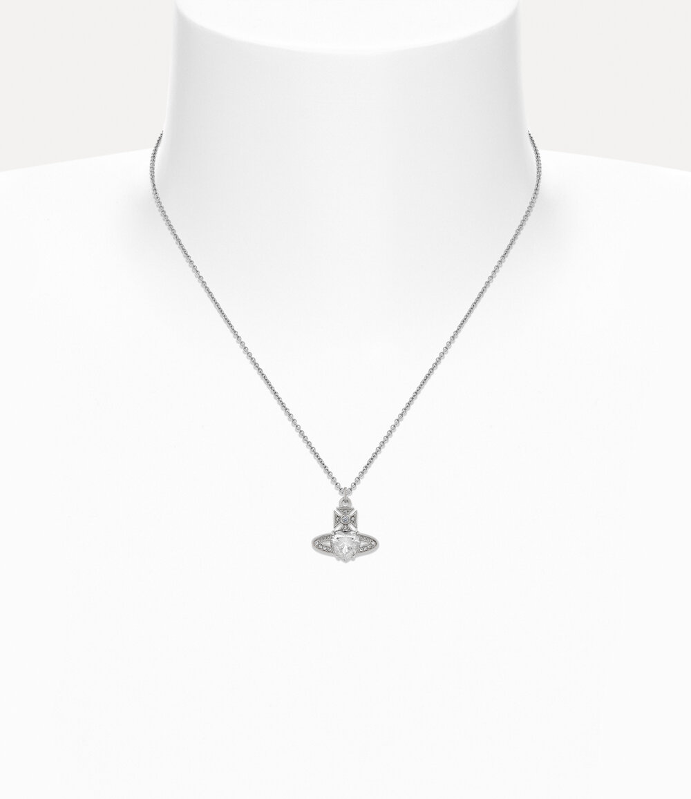 Vivienne Westwood Ariella Pendant Necklace in Platinum White Cz Crystal, view 2