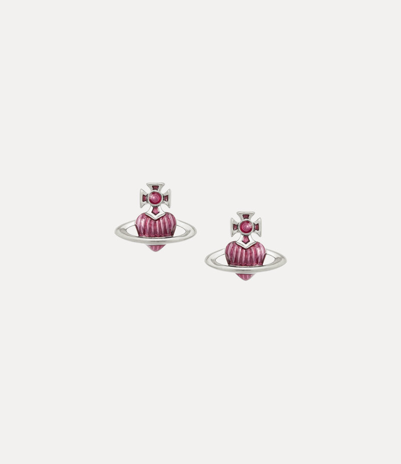 Vivienne Westwood Fabianna Bas Relief Earrings in Platinum Transparent Rose Enamel