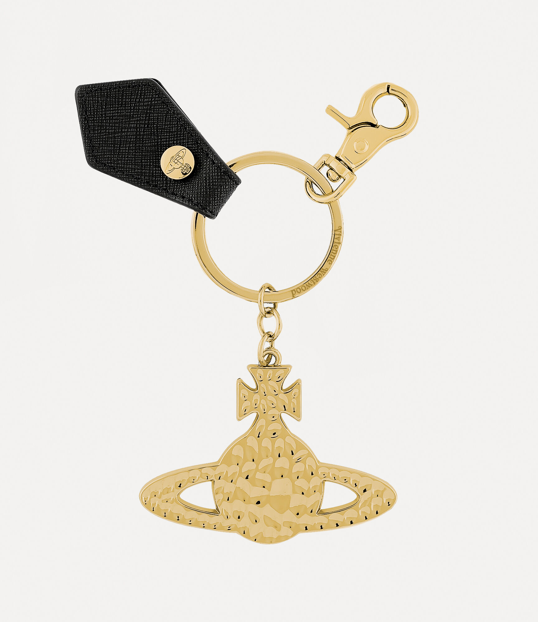 Saffiano Hammered Orb Keyring in gold | Vivienne Westwood®