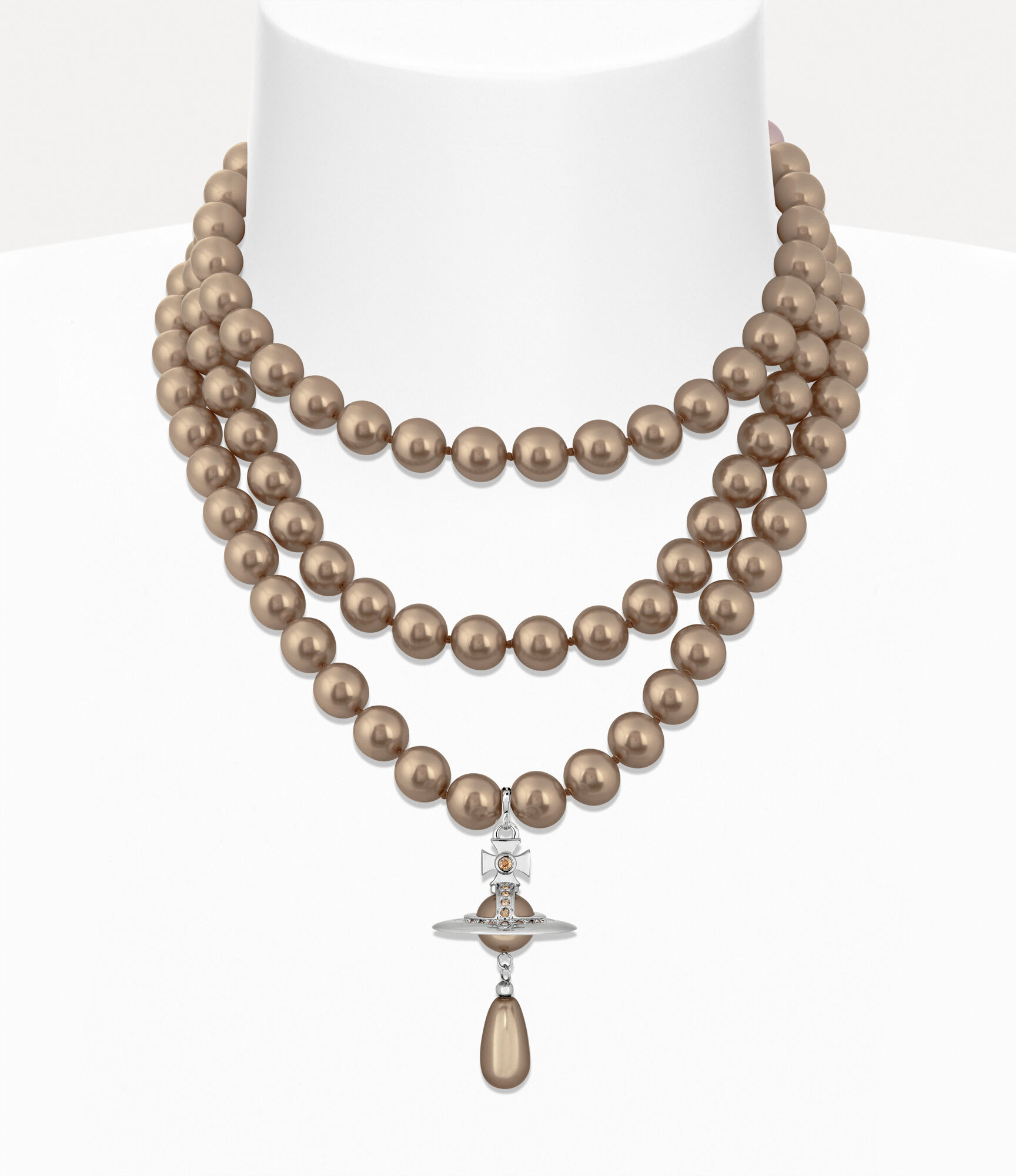 Three Row Pearl Drop Choker 