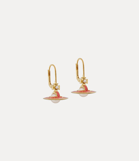 Simonetta Earrings in GOLD-CREAMROSE-Pearl-DARK-PINK-Enamel