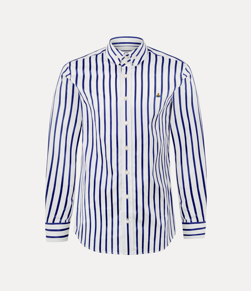 Vivienne Westwood Two Button Krall Shirt in White / Blue