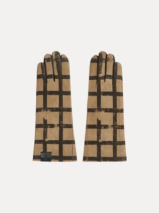 Check Leather Gloves
