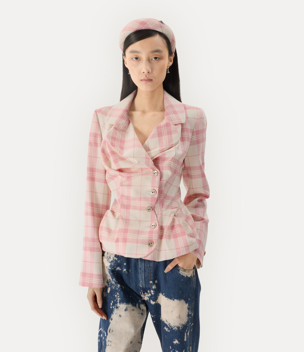 Vivienne Westwood Drunken Tailored Jacket in Ivory Pink, view 4
