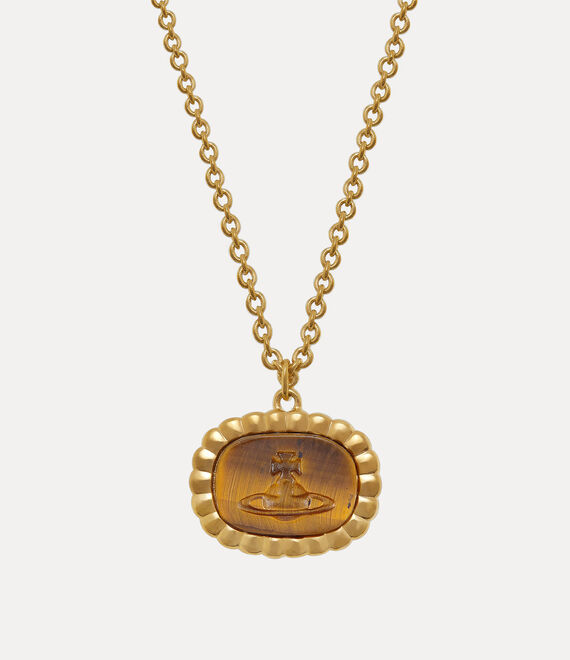 Vivienne Westwood Man. Denver Pendant In Gold-tiger-eye-gemstone