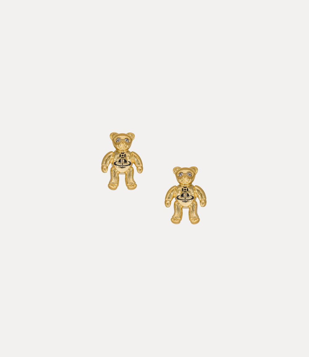 Vivienne Westwood Ruby Small Earrings in Gold Black Diamond Crystal Black Enamel