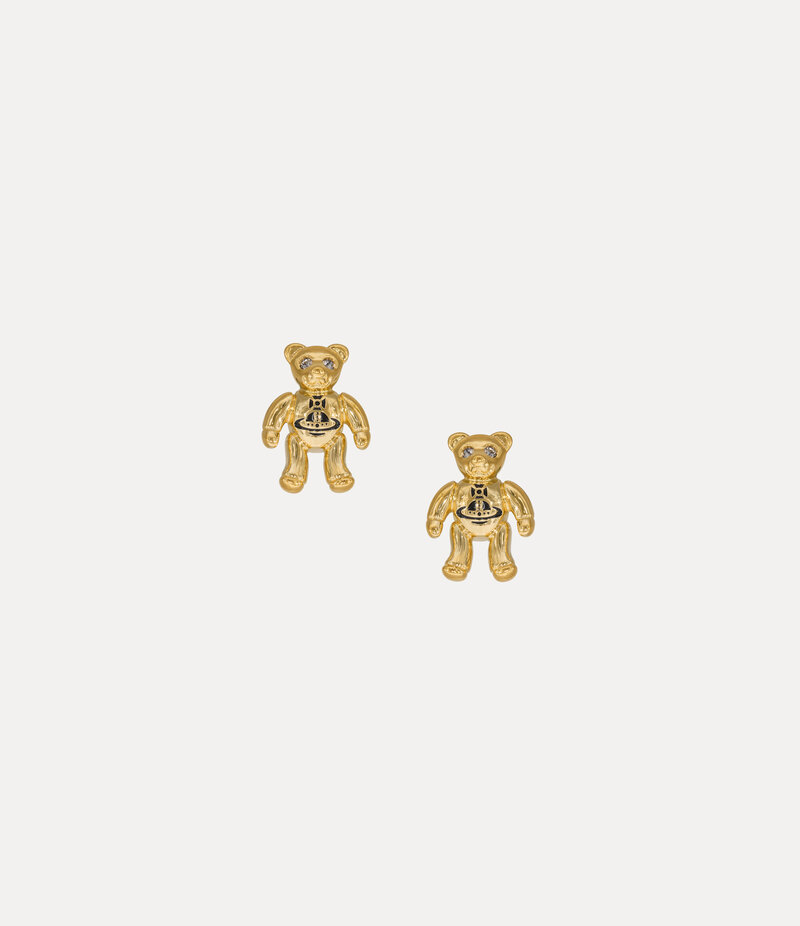 Vivienne Westwood Ruby Small Earrings in Gold Black Diamond Crystal Black Enamel
