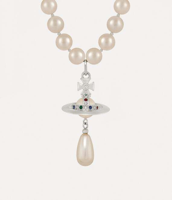 One Row Pearl Drop Choker in PLATINUM-PEARL-MULTI Vivienne Westwood®