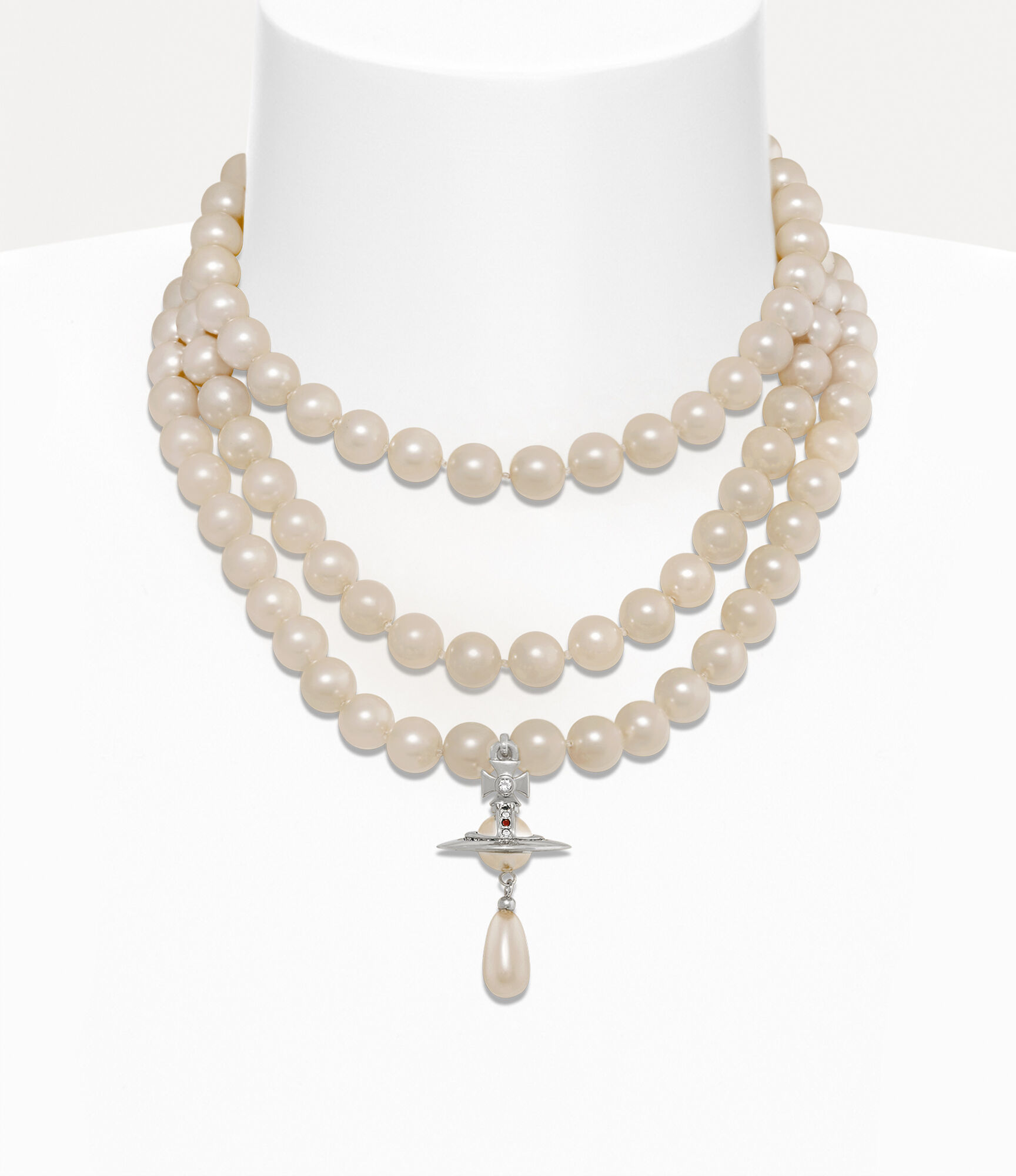 Three Row Pearl Drop Choker