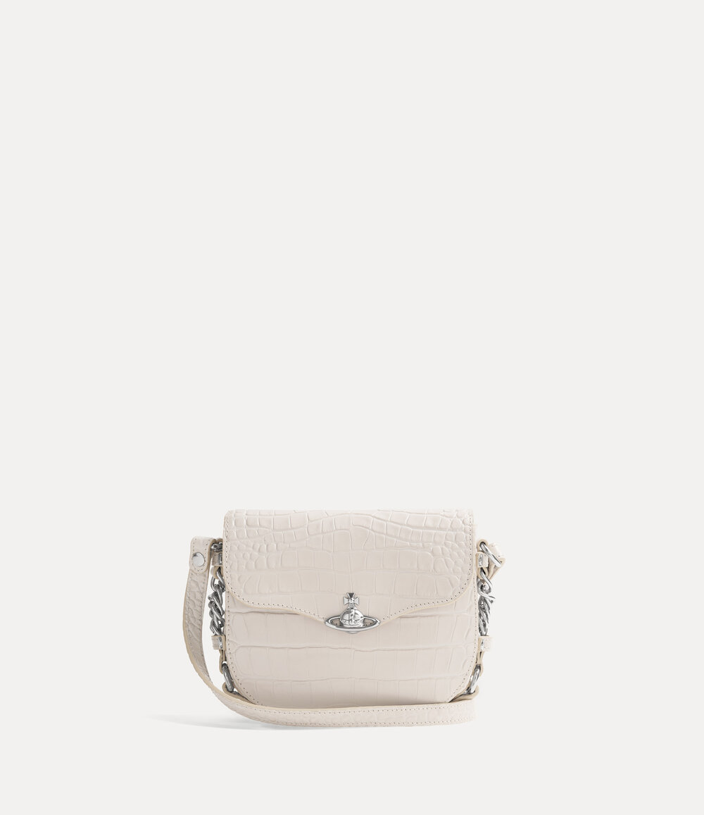 Vivienne Westwood Hunter Flap Crossbody in Pearl White