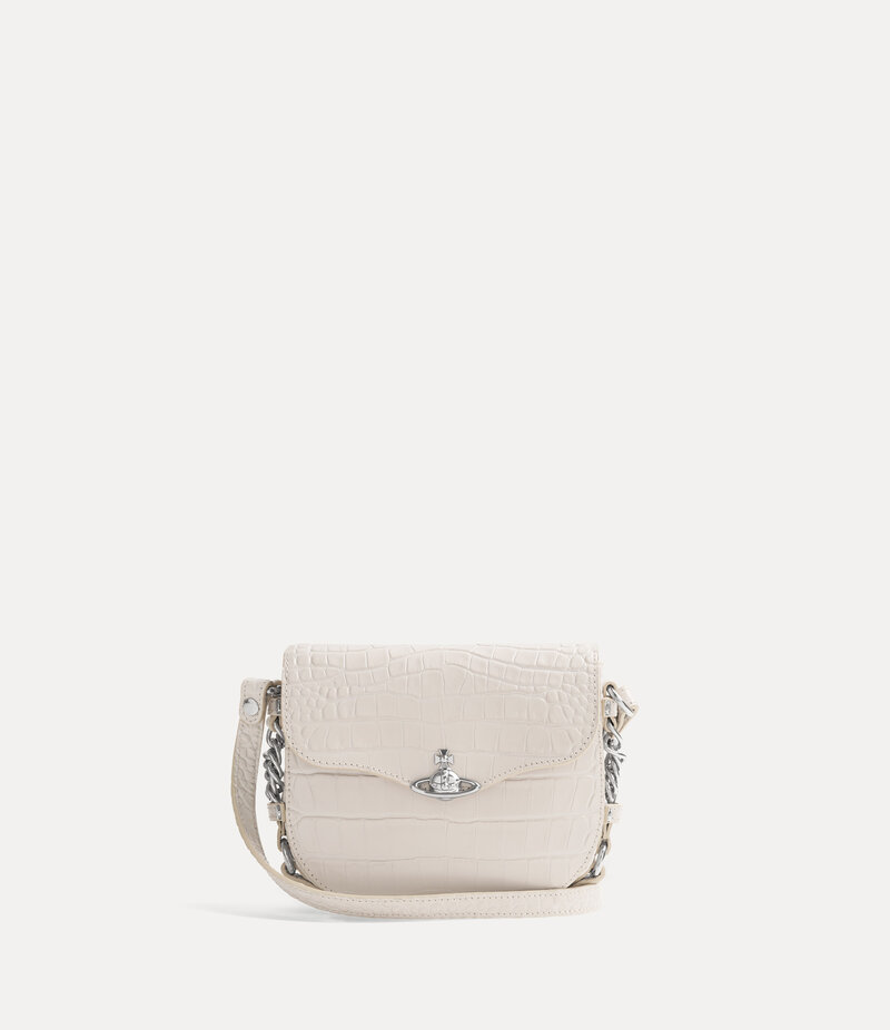 Vivienne Westwood Hunter Flap Crossbody in Pearl White