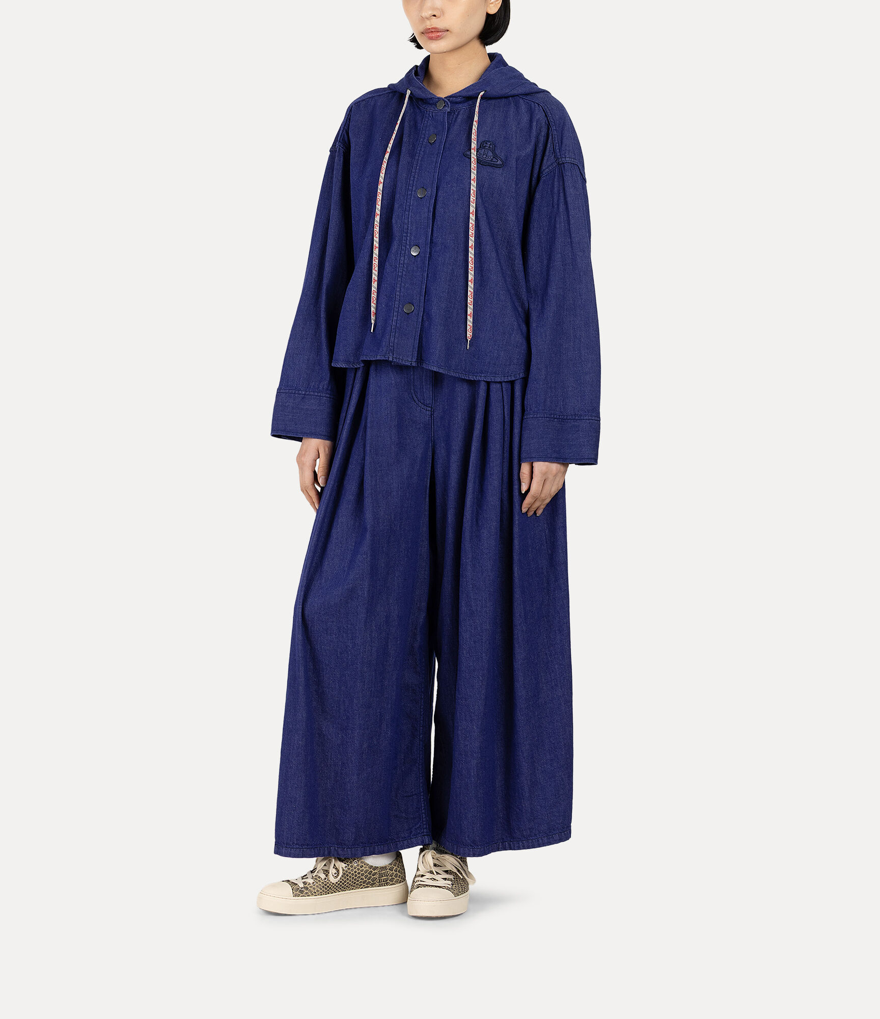 Light Denim Tuck Wide Trousers  large image number 2