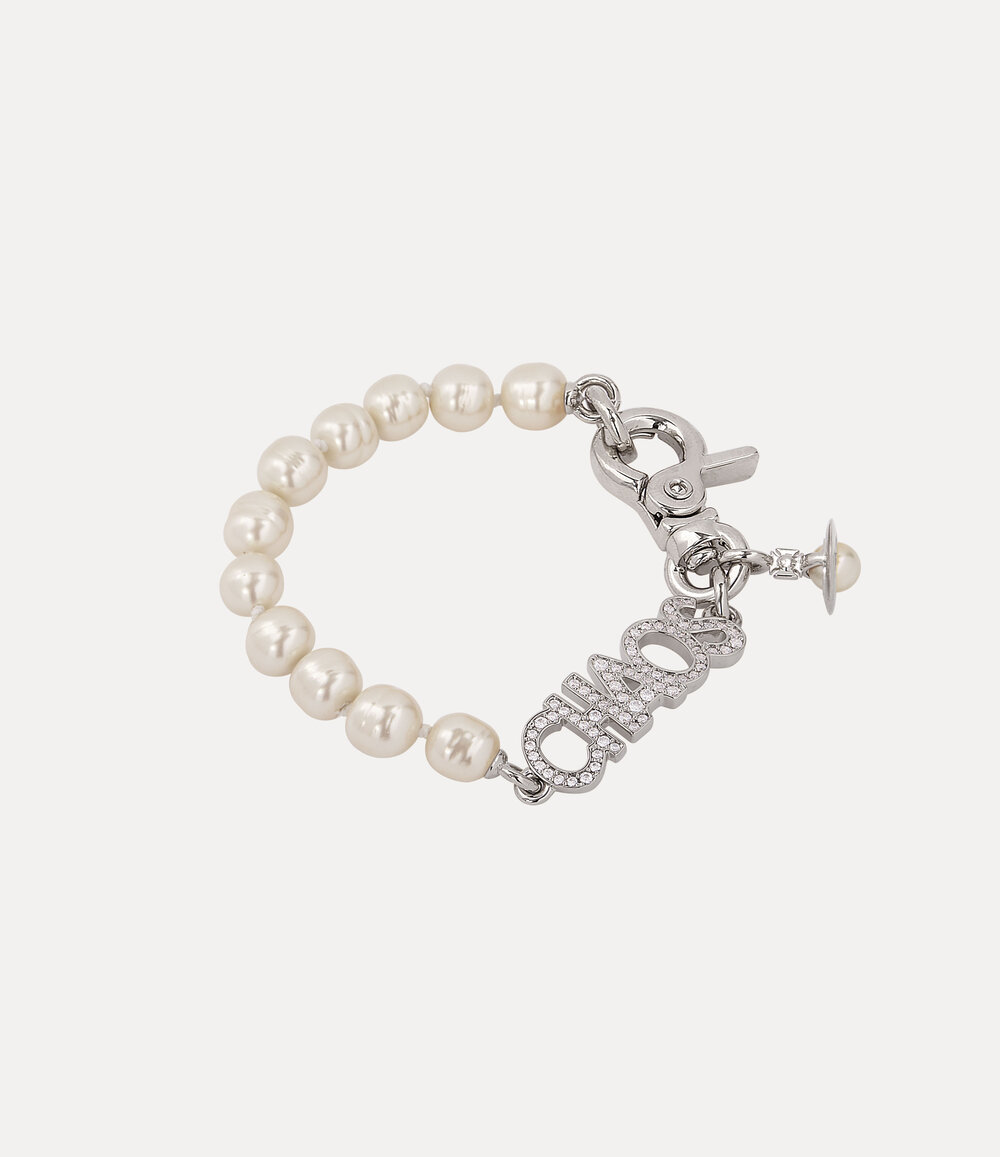 Vivienne Westwood Chaos Pearl Bracelet -Platinum-white-cz-creamrose-pearl -Platinum-white-cz-creamrose-pearl, view 2