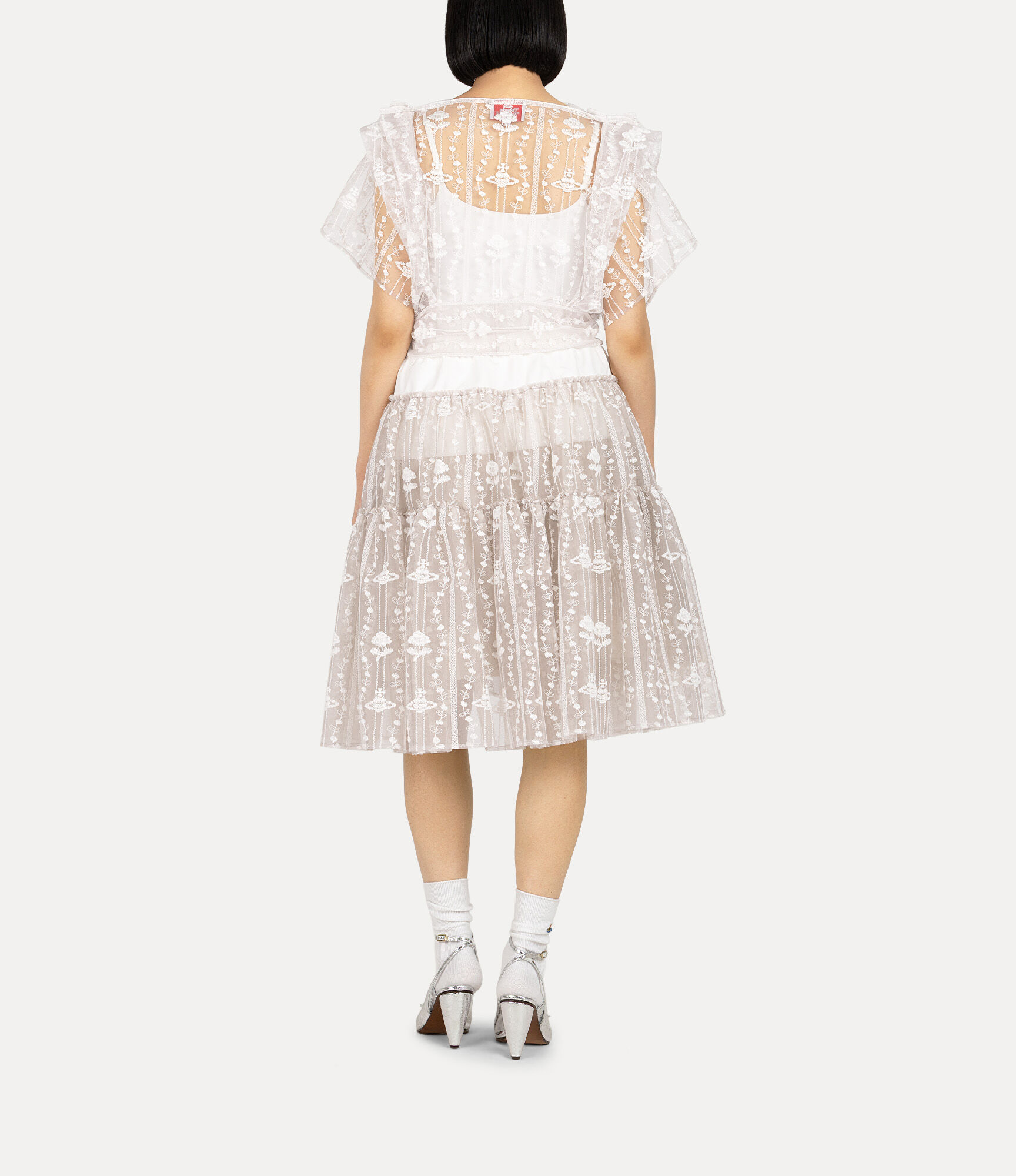 Flower orb Tulle Embroidery Skirt in WHITE | Vivienne Westwood®