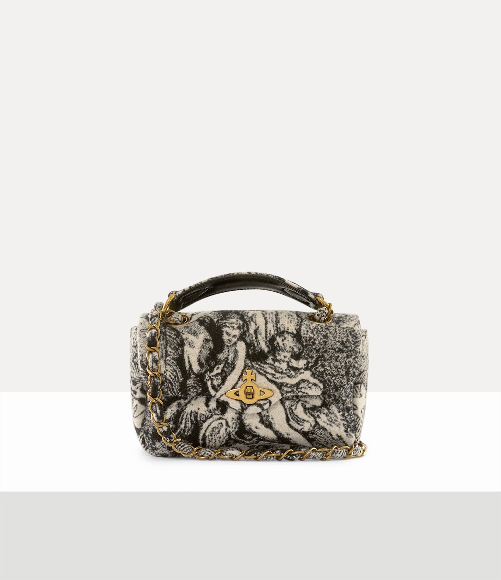 Anita Small Chain Shoulder Bag in CREAM-BLACK Vivienne Westwood®
