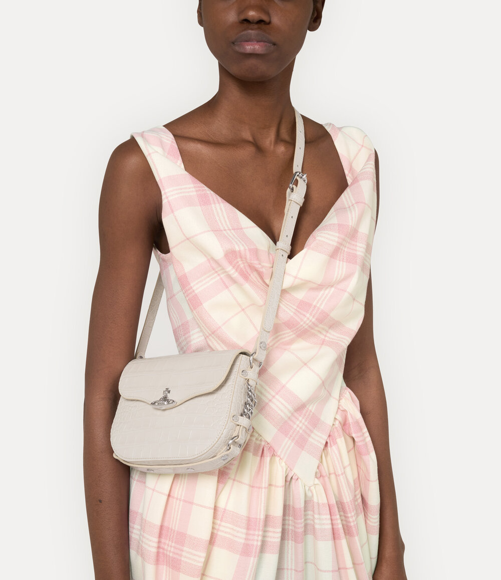Vivienne Westwood Hunter Flap Crossbody in Pearl White, view 2