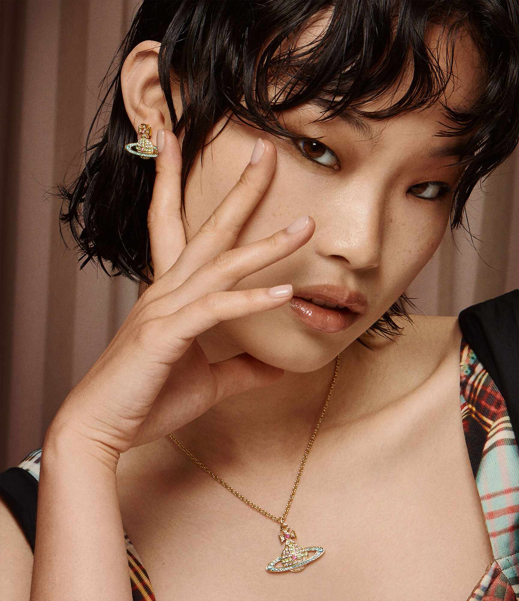 Kika Earrings in GOLDCRYSTALCHRYSOLITEAQUAMARINE Vivienne Westwood®