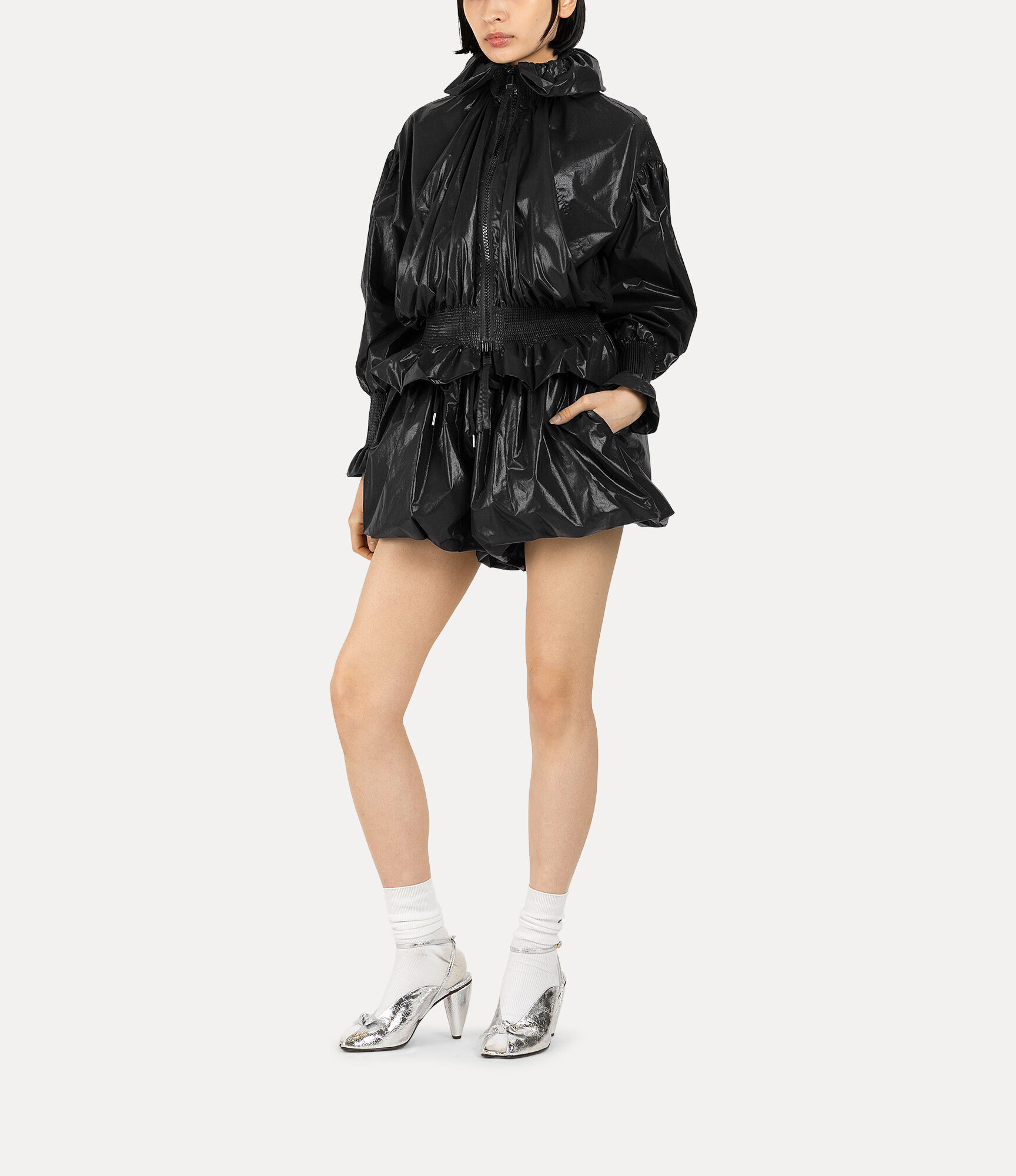 Coated Cotton Balloon Shorts in BLACK | Vivienne Westwood®