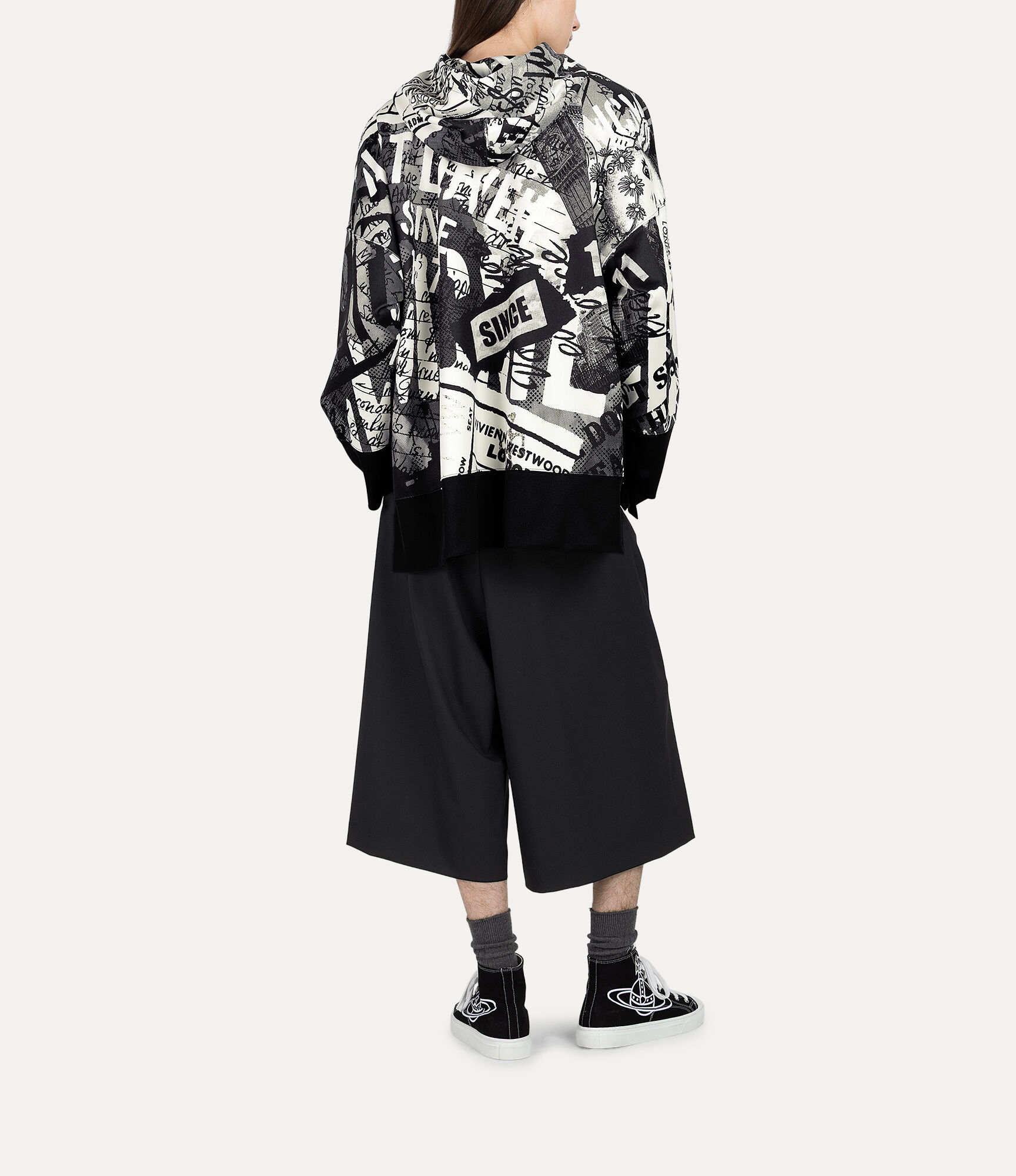 Tabloid Slit Zip Hoodie in BLACK | Vivienne Westwood®