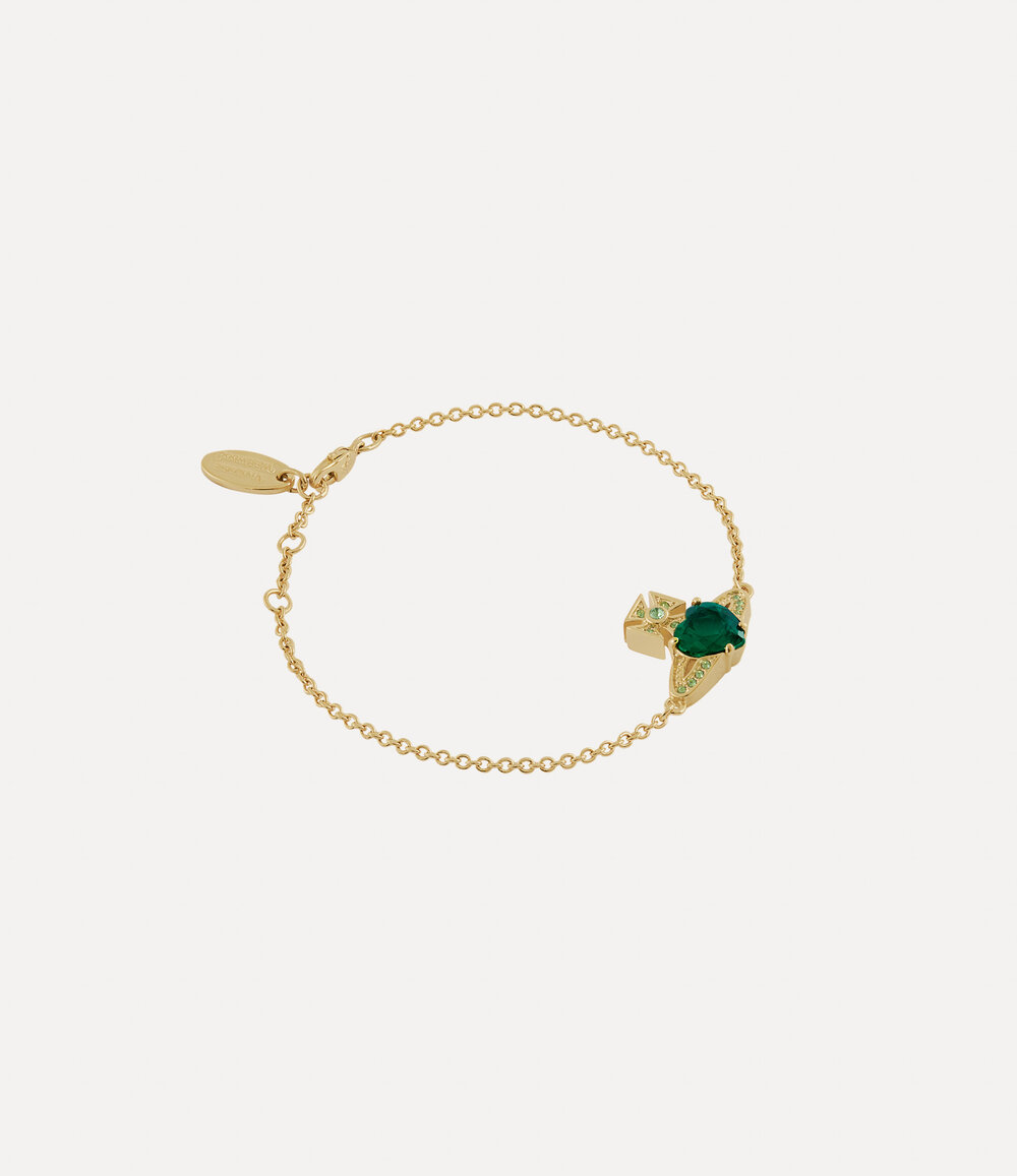 Vivienne Westwood Ariella Bracelet in Gold Emerald Cz Erinite Crystal, view 2