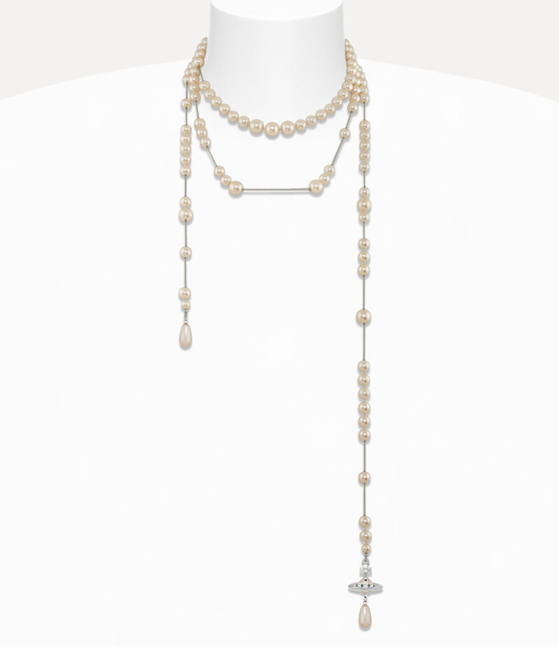 Vivienne Westwood Broken Pearl Necklace in Silver