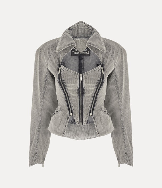 Vivienne Westwood Beetle Denim Jacket Washed Cord Denim Grey 46 Women