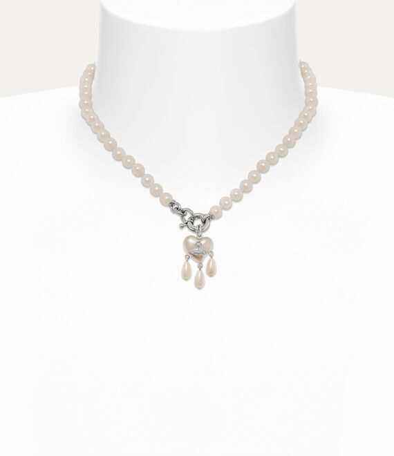 Shop Vivienne Westwood Sheryl Pearl Necklace In Platinum-creamrose-pearl