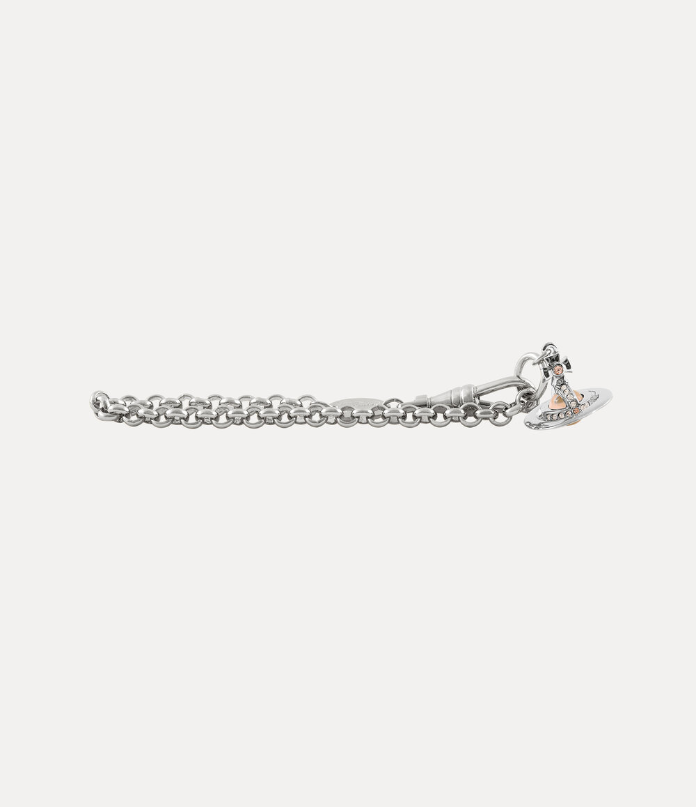 Vivienne Westwood New Petite Orb Bracelet in Platinum Light Peach Light Gold Quartz, view 2