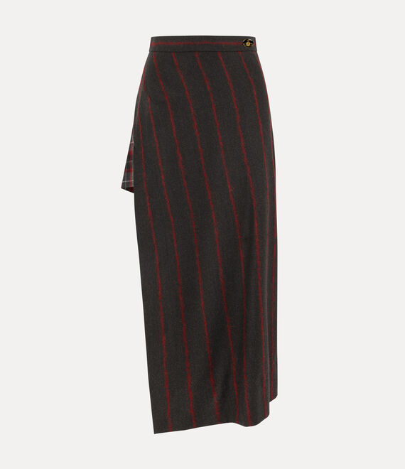 Vivienne Westwood Maxi Infinity Skirt -charcoal-red Tartan/brush Stripe Women In Burgundy