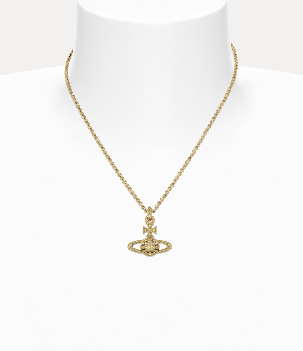 Vivienne Westwood Mayfair Bas Relief Pendant Necklace in Gold Crystal Ab Crystal, view 2