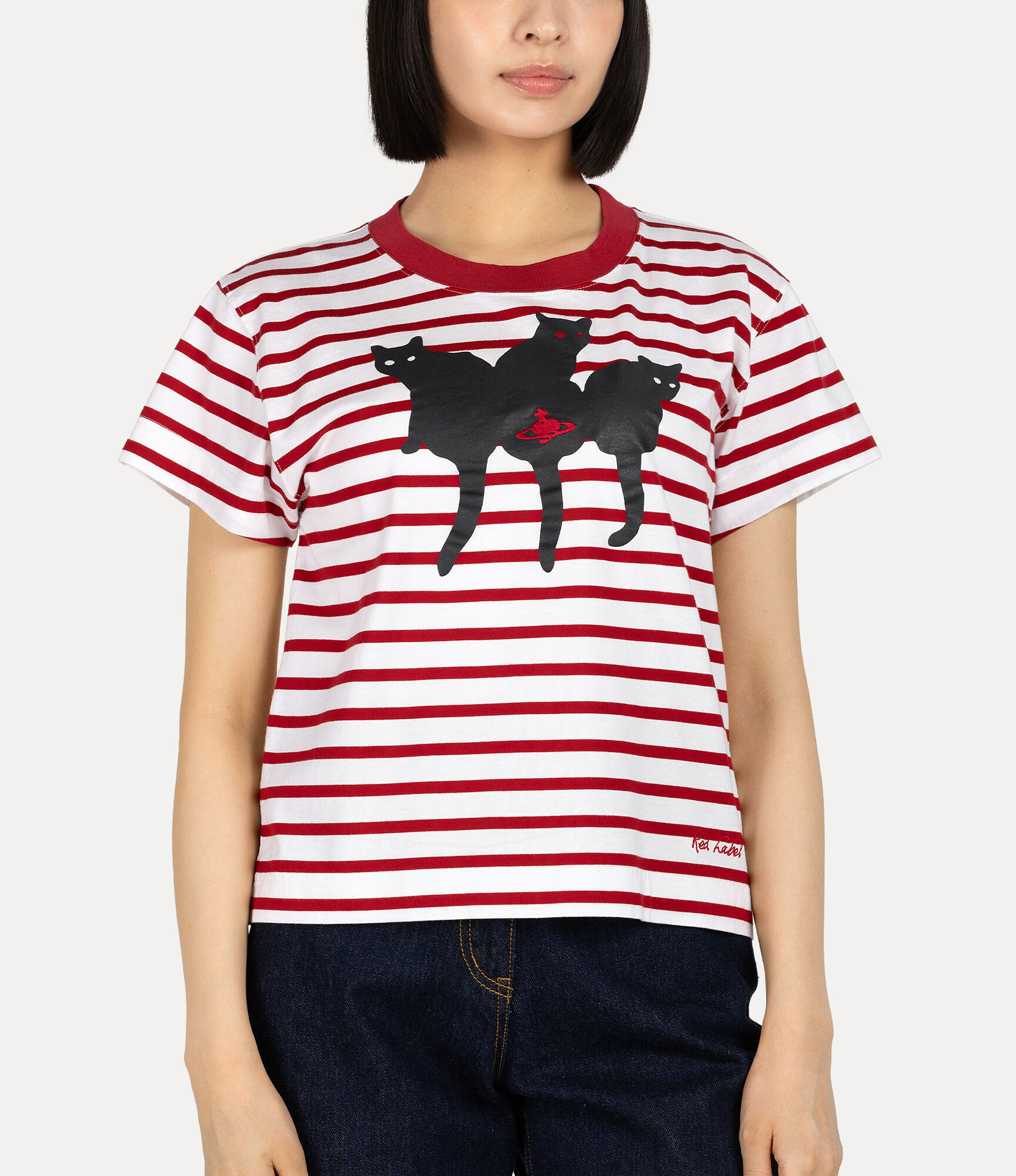 Cat Print Boy's Short T-shirt in RED | Vivienne Westwood®