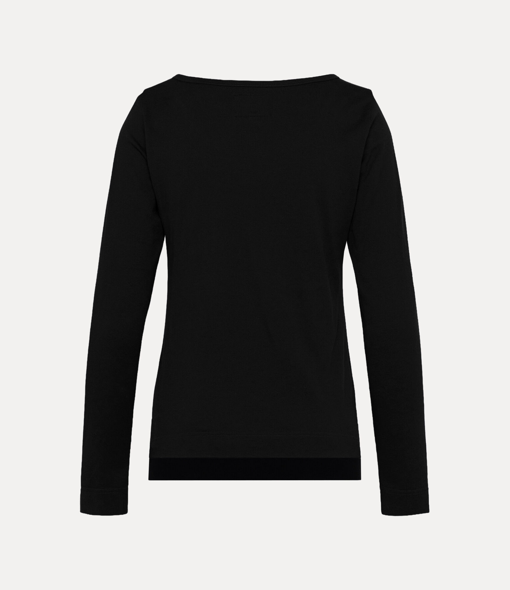 Organic Cotton Jersey Basic ラウンドネック長袖Tシャツ - ブラック