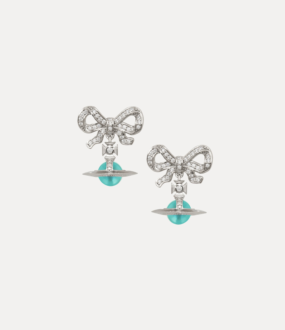 Vivienne Westwood Octavie Earrings in Platinum White Turquoise Cz, view 4