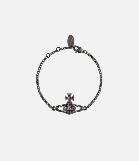 Vivienne Westwood Mayfair Bas Relief Bracelet In Gunmetal-siam-crystal