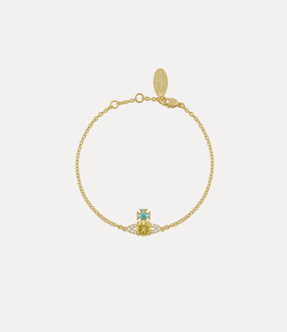 Vivienne Westwood Ismene Bracelet in Gold Light Turquiose Light Yellow White Cz