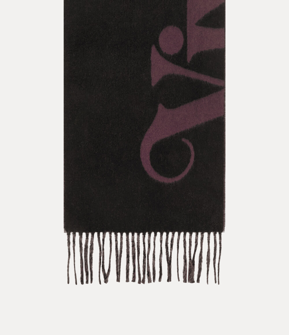 Vivienne Westwood Scarf Half Logo Double Fac in Black, view 3