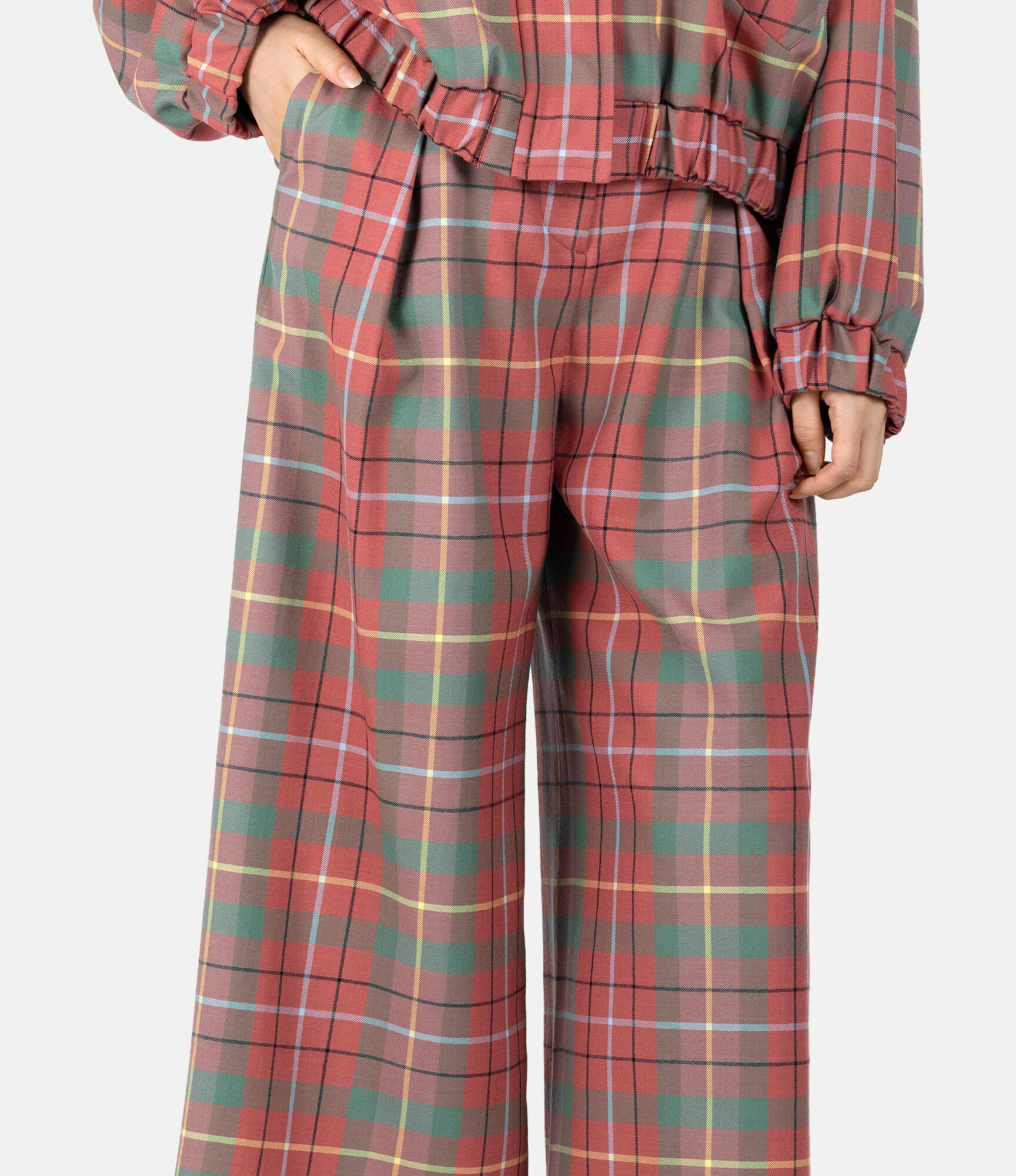 Tartan Check Tuck Wide Trousers  large image number 4